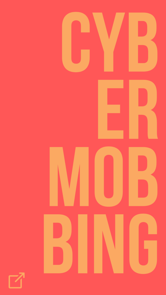 Roter Hintergrund mit versetzen Buchstaben und dem Text »Cybermobbing«