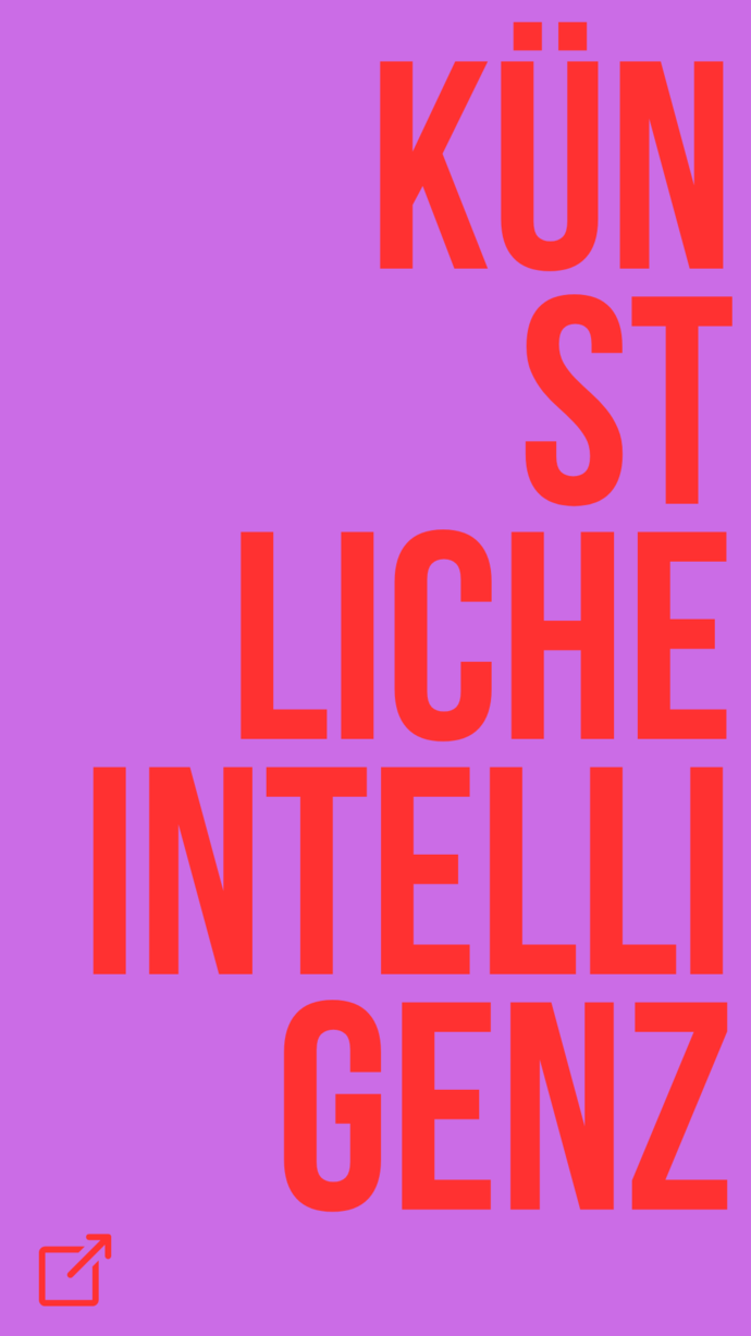 Lila Hintergrund mit versetzten Buchstaben und dem Wort »Künstliche Intelligenz«