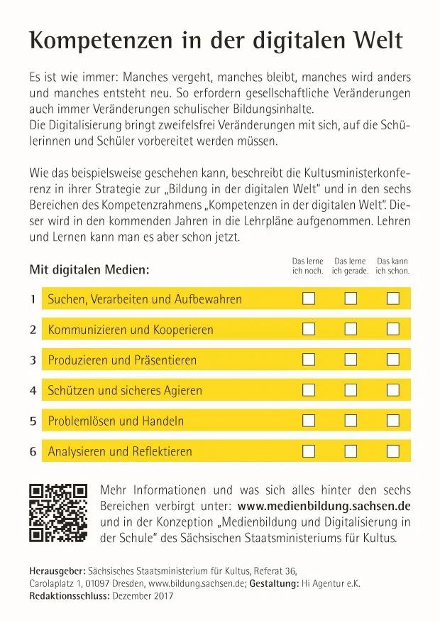 Rückseite der Postkartenserie Kompetenzen in der digitalen Welt.