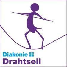 Ein Strichmännchen läuft über ein gespanntes Seil