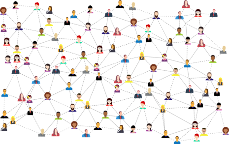 Netzwerk aus verschiedenen Menschen, grafisch dargestellt.